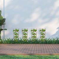 Set 4 Suporturi pentru Plante Relaxdays, Metal și Plastic, Înălțime 45 cm, 3 Inele Reglabile, pentru Plante Cățărătoare, Maro 2