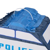 Detská policajná piñata Relaxdays s palicou a maskou, na narodeninovú oslavu, plniteľná, 22 x 50 x 16 cm, modrá 6