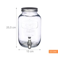 Relaxdays Retro Üveg Italadagoló 3,5 L, Csappal, Vintage Limonádé Kancsó, Átlátszó, Kerti Party Szörpöskanna 4
