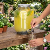 Relaxdays Retro Üveg Italadagoló 3,5 L, Csappal, Vintage Limonádé Kancsó, Átlátszó, Kerti Party Szörpöskanna 3