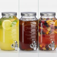 Relaxdays Retro Üveg Italadagoló 3,5 L, Csappal, Vintage Limonádé Kancsó, Átlátszó, Kerti Party Szörpöskanna 6