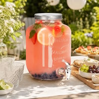Relaxdays Retro Üveg Italadagoló 3,5 L, Csappal, Vintage Limonádé Kancsó, Átlátszó, Kerti Party Szörpöskanna 2