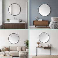 Okrúhle zrkadlo Relaxdays, priemer 50 cm, s rámom, nástenné zrkadlo do predsiene, kúpeľne, obývačky, čierne 5