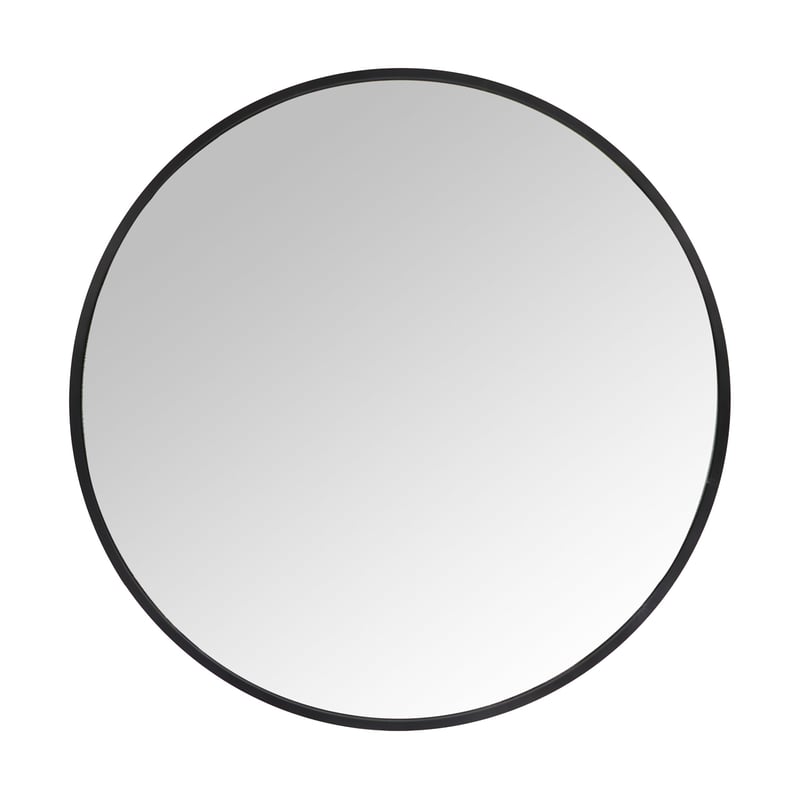 Okrúhle zrkadlo Relaxdays, priemer 50 cm, s rámom, nástenné zrkadlo do predsiene, kúpeľne, obývačky, čierne
