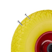 Relaxdays Súprava kolies na rudlu, odolná proti prepichnutiu, 3.00-4, plná guma, 25 mm os, 100 kg, 260x85 mm, oceľový ráfik, 2 ks, žlto-červená 7