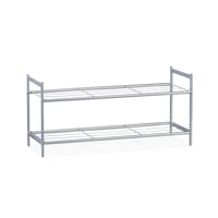 Relaxdays Sandra stalak za cipele, 2 razine, za 6 pari cipela, metalni, 33,5 x 69,5 x 26 cm, srebrni 8