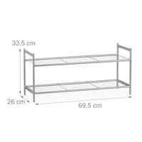 Relaxdays Sandra stalak za cipele, 2 razine, za 6 pari cipela, metalni, 33,5 x 69,5 x 26 cm, srebrni 3