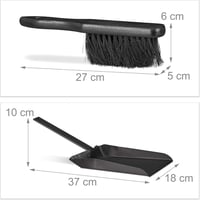 Relaxdays Söprőgarnitúra Acél 37 cm Kefe és Lapát Szett Beltéri Kültéri Fekete 4