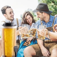 Pivná veža Relaxdays 2,5 l, s 20 pohármi na pivo, chladením a čapom, plastový dávkovač nápojov, farebná 3