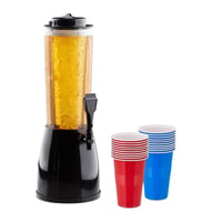 Pivná veža Relaxdays 2,5 l, s 20 pohármi na pivo, chladením a čapom, plastový dávkovač nápojov, farebná 1
