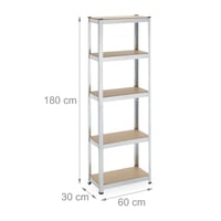 Robustný regál Relaxdays 180x60x30 cm z pozinkovanej ocele, nosnosť 500 kg, do pivnice a garáže, zásuvný systém, strieborný 4
