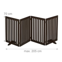 Samostatne stojaca deliaca mreža Relaxdays 70x206 cm s nožičkami, skladacia zábrana pre psov, hnedá 4