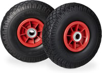 Relaxdays szállítókocsi kerék 260x85mm, 80kg terhelhetőség, piros-fekete - 26 x 26 x 8.5 cm, 1, black/red 1