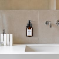 Relaxdays dozator za sapun, 2 komada, 250 ml, smeđe staklo, nehrđajući čelik, zidni, samoljepljivi, bez bušenja, smeđa/crna 2