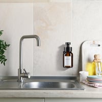 Relaxdays dozator za sapun, 2 komada, 250 ml, smeđe staklo, nehrđajući čelik, zidni, samoljepljivi, bez bušenja, smeđa/crna 3