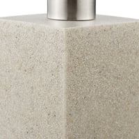 Dávkovač mydla Relaxdays 300 ml, plniteľný, do kúpeľne a kuchyne, držiak na tekuté mydlo, hranatý, polyresin, pumpa z nehrdzavejúcej ocele, piesková farba 8