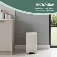 Odpadkový kôš Relaxdays, 10 litrov, úzky 16 cm, so systémom tichého zatvárania (Softclose), pedálový, s vnútornou nádobou, do kuchyne a kúpeľne, matný biely 5