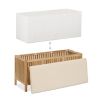 Relaxdays košara za rublje sa sjedalom, 100 L, 50x100x38 cm, prirodna i crna, kupaonska klupa s prostorom za odlaganje 5
