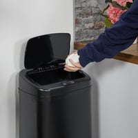 Relaxdays Senzorový odpadkový kôš 40 l, automatické elektrické veko, držiak na vrecia, kuchynský odpadkový kôš, čierny 2