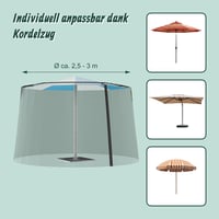 Relaxdays Mreža protiv komaraca za suncobran, 250-300 cm, s ulaznim vratima, podesiva mreža, mreža za insekte, poliester, crna 5