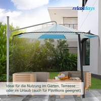 Relaxdays Mreža protiv komaraca za suncobran, 250-300 cm, s ulaznim vratima, podesiva mreža, mreža za insekte, poliester, crna 3