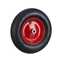 Roată de roabă Relaxdays 4.80/4.00-8 cu anvelopă pneumatică și valvă, capacitate portantă 120 kg, negru-roșu 8
