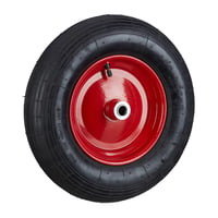 Roată de roabă Relaxdays 4.80/4.00-8 cu anvelopă pneumatică și valvă, capacitate portantă 120 kg, negru-roșu 1