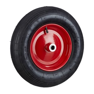 Roată de roabă Relaxdays 4.80/4.00-8 cu anvelopă pneumatică și valvă, capacitate portantă 120 kg, negru-roșu