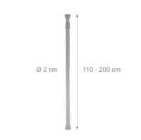 Teleskopická tyč Relaxdays 110-200 cm, nerezová upínacia tyč na sprchový záves, záclonu, do zárubne, bez vŕtania, sivá 4