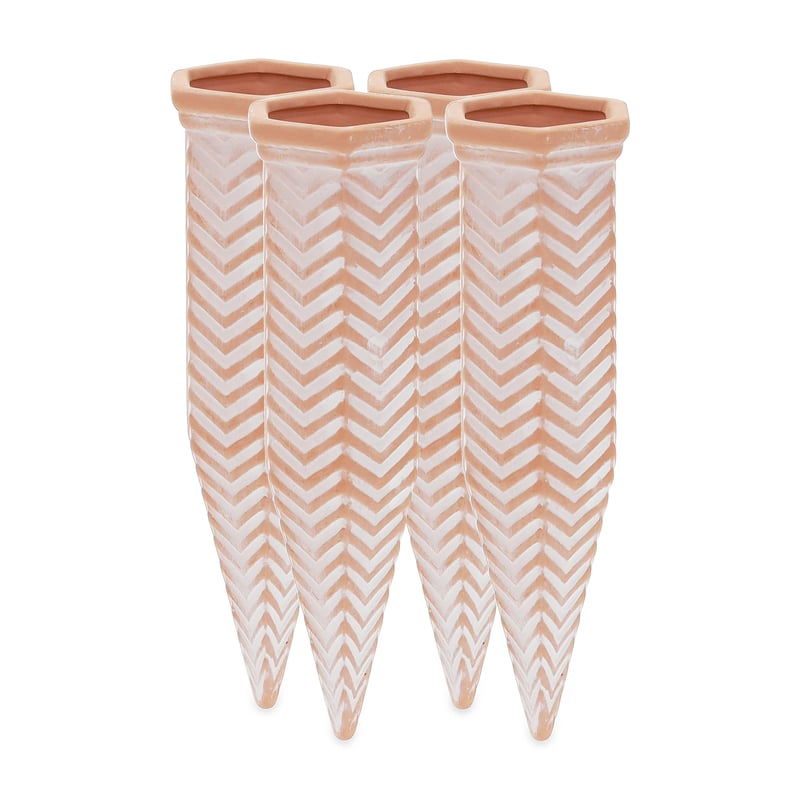 Set de 4 conuri de irigare din teracotă Relaxdays, pentru sticle PET de 1,5 L, pentru plante de apartament și jardiniere de balcon