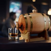 Relaxdays Dubový sud so stojanom a kohútikom, 1,25 litra, na whisky, víno a pálenku, prírodné drevené prevedenie 3