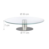 Relaxdays Platou pentru tort cu picior, Ø 30 cm, Platou rotativ pentru servire, Sticlă și oțel inoxidabil, Transparent/Argintiu 4