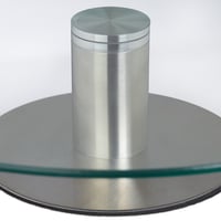 Relaxdays Platou pentru tort cu picior, Ø 30 cm, Platou rotativ pentru servire, Sticlă și oțel inoxidabil, Transparent/Argintiu 9