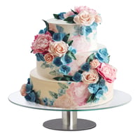 Relaxdays Platou pentru tort cu picior, Ø 30 cm, Platou rotativ pentru servire, Sticlă și oțel inoxidabil, Transparent/Argintiu 1