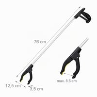 Relaxdays Univerzálny uchopovač, pomôcka na zbieranie odpadkov, predĺžená ruka pre seniorov, hliník, 76 cm, strieborno-čierna 4