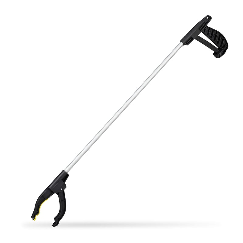 Relaxdays Univerzálny uchopovač, pomôcka na zbieranie odpadkov, predĺžená ruka pre seniorov, hliník, 76 cm, strieborno-čierna