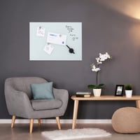 Relaxdays staklena magnetska ploča, sigurnosno staklo, s magnetima, markerom i držačem za olovke, za ured i kuhinju, bijela 2