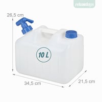 Relaxdays Vízeskanna 25 literes csappal és csavaros kupakkal, BPA-mentes, kempinghez és autóhoz, fehér/átlátszó 5