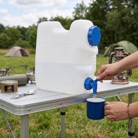 Canistră de apă Relaxdays de 25 litri cu robinet și capac cu filet, fără BPA, pentru camping și mașină, alb/transparent 2