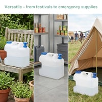 Canistră de apă Relaxdays de 25 litri cu robinet și capac cu filet, fără BPA, pentru camping și mașină, alb/transparent 6