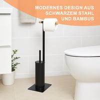 Relaxdays WC garnitura, 67x18x21 cm, čelik i bambus, samostojeći držač toaletnog papira i četka za WC — nepotpun, korišten set (stanje: vidi 2. sliku) 7