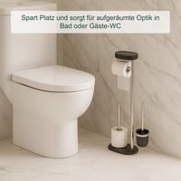 Relaxdays WC garnitura, 69 x 31 x 16 cm, samostojeći držač toaletnog papira, WC četka, držač rezervne role, polica, dostupno u više boja 5