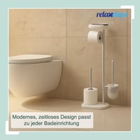 Relaxdays WC garnitura, 69 x 31 x 16 cm, samostojeći držač toaletnog papira, WC četka, držač rezervne role, polica, dostupno u više boja 3