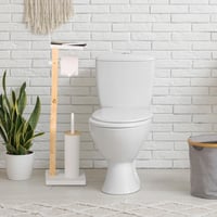 Suport pentru perie de toaletă Relaxdays cu raft, 80,5 x 23 x 18 cm, suport pentru hârtie igienică de sine stătător, alb/natur 2