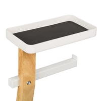 Suport pentru perie de toaletă Relaxdays cu raft, 80,5 x 23 x 18 cm, suport pentru hârtie igienică de sine stătător, alb/natur 6
