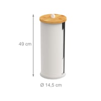 Suport pentru hârtie igienică Relaxdays, 3 role, 49 x 14,5 cm, metal și bambus, alb/natur 4