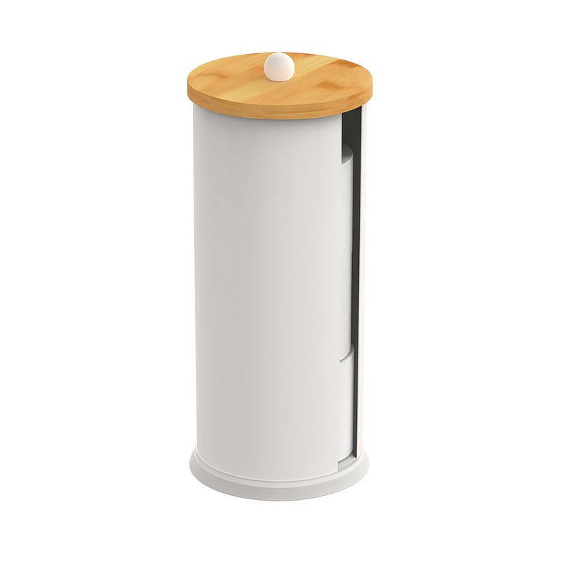 Suport pentru hârtie igienică Relaxdays, 3 role, 49 x 14,5 cm, metal și bambus, alb/natur