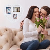 Relaxdays XL fotorámik v tvare srdca, koláž, galéria na stenu, biely, dekoratívny rám na fotografie 2