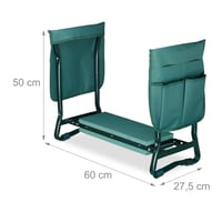Relaxdays Zelená kľakačka na záhradu, mäkká, s 2 vreckami, skladacia, na záhradné práce, do 150 kg, 50x60x27,5 cm 4