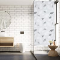 Relaxdays rolovací sprchový záves 140x240 cm s listovým vzorom, sťahovacia šnúrka, čierno-biely, na vaňu, s flexibilným upevnením 5